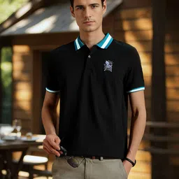 Louis Philippe Sport Men Typography Printed Polo Collar Slim Fit T-shirt-picture-24