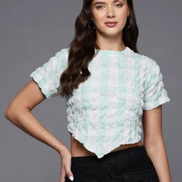 Freehand by The Indian Garage Co Checked Crop Top-picture-10