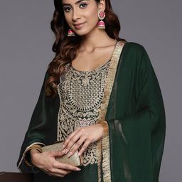 Varanga Women Ethnic Motifs Embroidered Regular Kurta with Palazzos & With Dupatta-picture-14