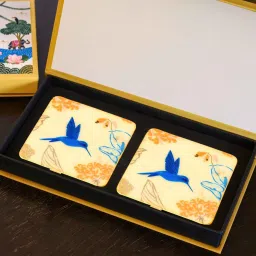 d'orable Yellow & Blue (4 x 4 Inches) Marble (Set of 2) Coasters image 1