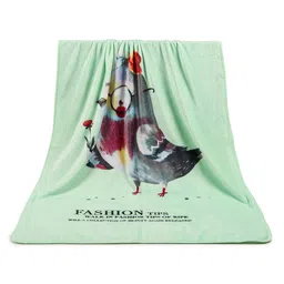 Butterthief Kids Green Cartoon Characters Microfiber AC Room 233 GSM Single Bed Blanket image 2