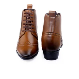 Bxxy Men Hidden Elevator Height Increasing Faux Leather Formal Full Brogue Lace-up Boot. image 5