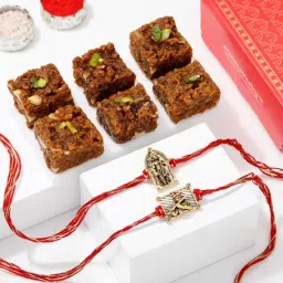 Divine Rustic Rakhis And Sweets Combo image 1
