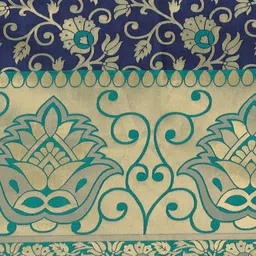 Mitera Teal Green & Golden Half-&-Half Zari Woven Dharmavaram Saree image 3