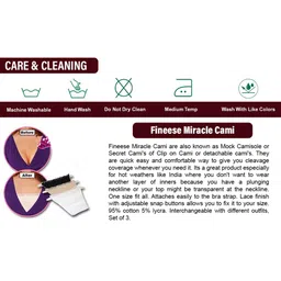 Finesse Miracle Cami Pack Of 3 Solid Lace Design Clip-on Camisoles image 3