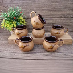 laghima jadon Brown Handcrafted and Hand Painted Solid Ceramic cups image 3
