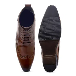 Bxxy Men Hidden Elevator Height Increasing Faux Leather Formal Full Brogue Lace-up Boot. image 2