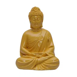 casacraft from pepperfry Ashnam Small Meditating Buddha - Orange, 13.5cm image 2