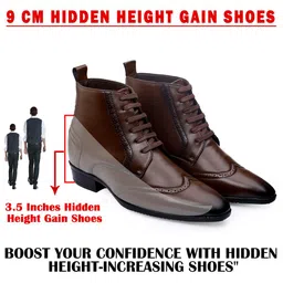 Bxxy Men Hidden Elevator Height Increasing Faux Leather Formal Full Brogue Lace-up Boot. image 3
