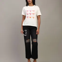 Shein Drop Shoulder Graphic Chest Print Crew Tshirt image 5