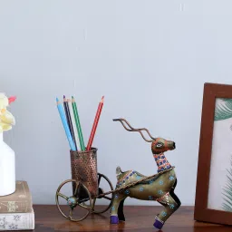 decorum Deer Multicolour Metal Pen Stand image 1