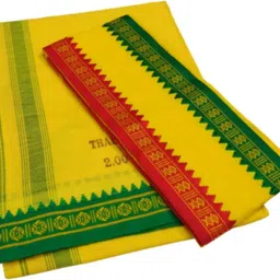 TRUEVELLI Yellow Solid Men Dhoti-picture-15