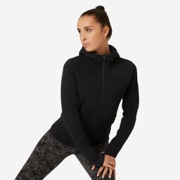 domyos Women's Sweater Jacket Hoodie Zip-Up 560 Spacer For Gym-Black-picture-23