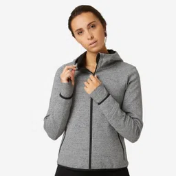domyos Women's Sweater Jacket Hoodie Zip-Up 560 Spacer For Gym- Grey-picture-28