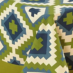 swayam Snap (106x59) Green & White Cotton Table Cloth image 2