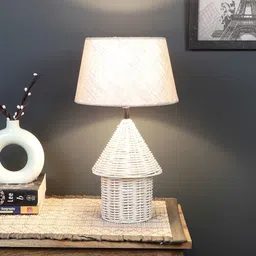 sapphire Fabric Bambo Table Lamp With Shade image 1
