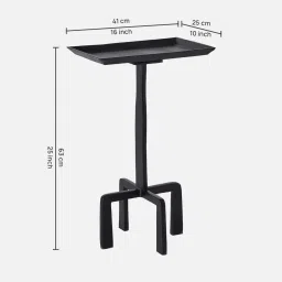 manor house Dolce Crisp Black Aluminum Accent End Table In Black Colour image 2