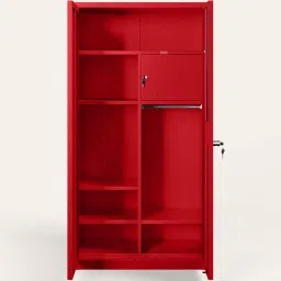 godrej interio Flynn Textured 2-Door Metal Wardrobe in Carmine Red Finish image 5