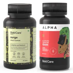 Bold Care Men's Health Pack - Surge & Alpha - Natural Bodybuilding & Energy Booster Supplements For Men - Ashwagandha, Safed Musli, L-Arginine, Tonkat Ali, and More - 60 + 60 Tablets-picture-21