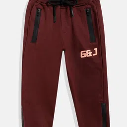 Gini and Jony Burgundy Solid Cotton Track Pants with Zipper Hem-picture-35