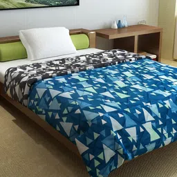 Divine Casa Navy Blue & Black Geometric Mild Winter 110 GSM Single Bed Comforter-picture-39