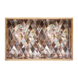 the home co. Brown & Gold MDF Wood Diamond Rectangle Serving Tray image 3