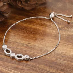 GIVA Women Silver-Toned & White Sterling Silver Cubic Zirconia Rhodium-Plated Armlet Bracelet-picture-52