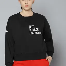 Fitkin Women Black & White Warm Winter Fleece Embroidered  Sweatshirt-picture-37