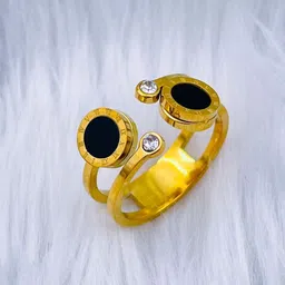 ZIVOM Gold-Plated CZ--Stone Studded Double Circle Design Finger Ring-picture-44