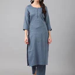 Shaily Striped Thread Work Kurta with Trousers image 1