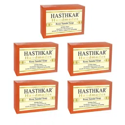 Hasthkar Set of 5 Handmade Rose Sandal Soap with Glycerin & Coconut Oil - 125 g Each-picture-10