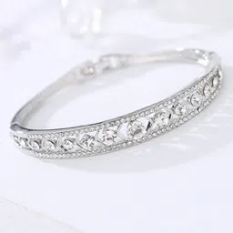 Designs By Jewels Galaxy Women Silver & White Rhodium-Plated Bangle-Style Bracelet-picture-43
