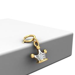 KUBERBOX 18KT Gold Diamond Studded Queen's Crown Charm Pendant -0.37gm-picture-0