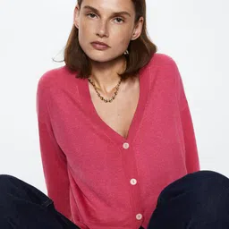 MANGO Women Fuchsia Fine-knit Sustainable Cardigan-picture-28