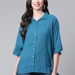 Cottinfab Blue Ruffles Kaftan Top-picture-22