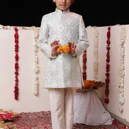 VASTRAMAY Boys Textured Indowestern sherwani-picture-28