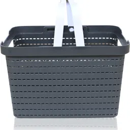 homestic Plastic Plastic Storage Basket for Fruits|Kitchen|Stationery|FLORA-333|Gray Storage Basket image 2