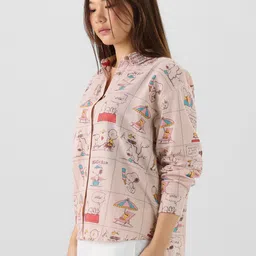 the souled store Women Oversized Fit Printed Button Down Collar Casual Shirt image 3