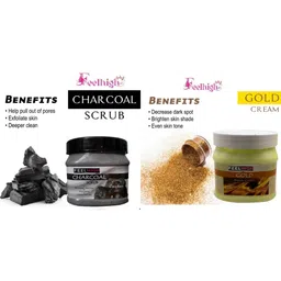 FEELHIGH Set Of Charcoal Scrub & Gold Cream - 500ml Each image 2