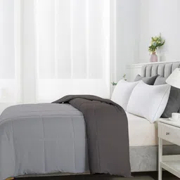 RAZZAI Silver-Toned & Grey Microfiber Mild Winter 210 GSM Reversible Double Bed Comforter image 5