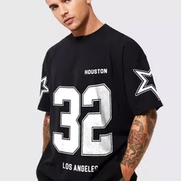 jump cuts Men Typography Round Neck Cotton Blend Black, White T-Shirt image 1