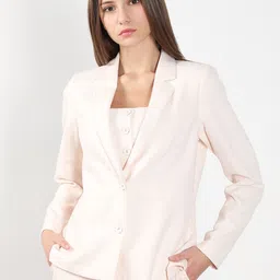 Women Solid Single Breasted Formal Blazer-image-5
