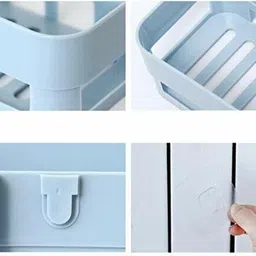 blapoxe Bathroom Shelf 4Pcs Set No Drill Super Adhesive Bathroom Shower Organizer Multipurpose Storage Rack(Multicolour) Plastic Wall Shelf image 3