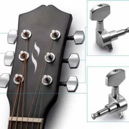 kanha hub Chrome Tuning Peg Silver for Acoustic Guitar Parts Tuners Keys Guitar Tuning Pegs Tuners Machine Heads 3R+3L(6 PCS) Manual Analog Tuner image 3