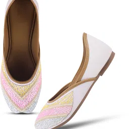 froh feet Women's Ethnic Jutti with Sequin Detailing | Festive Party Wear Mojari Bellies For Women image 5