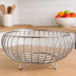 gs gujarat Kitchen Fruits Basket Vagetable Bowl for Dining Table Chrome Finish Stainless Steel Fruit & Vegetable Basket-picture-10