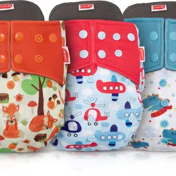 luvlap Reusable Baby Cloth Diapers Combo pack of 3, Blue stars-picture-34