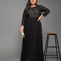 miss chase Women Maxi Black Full Length Dress image 4