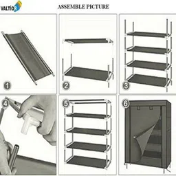 spirited Grey 4 Shelf Wardrobe Armoire PP Collapsible Wardrobe image 4