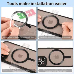 hasthip 5 cm 4pcs magsafe adapter ring kit for wireless charging compatible devices Self Adhesive Sticker image 5